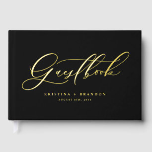 Livre D'or Élégante calligraphie moderne Mariage noir