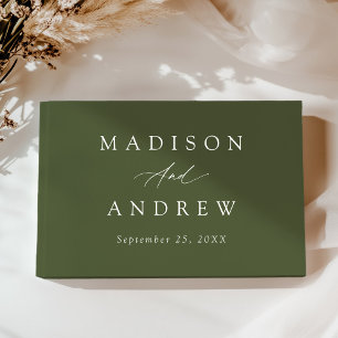 Livre D'or Élégante calligraphie Olive Green Photo Mariage