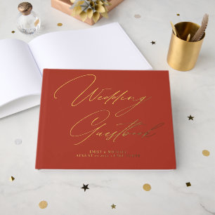 Livre D'or Élégante calligraphie Terracotta Gold Mariage