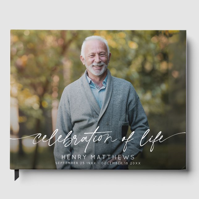 Livre D'or Élégante célébration de la vie Script photo Funéra (Recto)