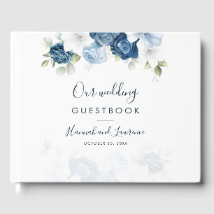 Livre D'or Elégante couleur bleu azur Mariage floral