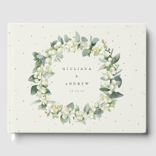 Livre D'or Elégante crème Snowberry+Eucalyptus Wreath Mariage