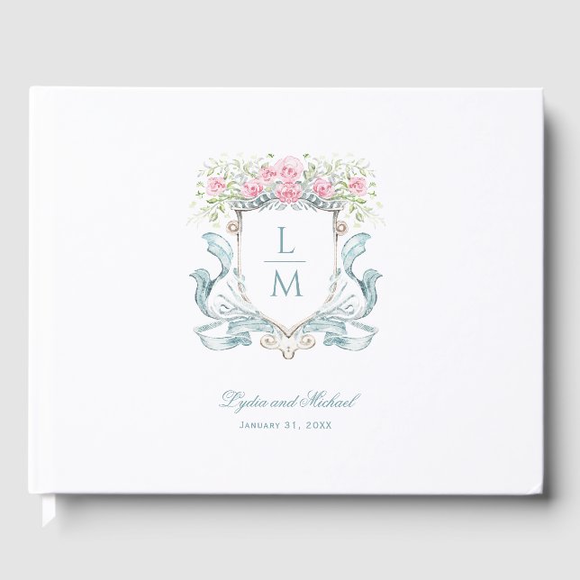 Livre D'or Élégante crête Rose avec mâchoire | Mariage de mon (Recto)