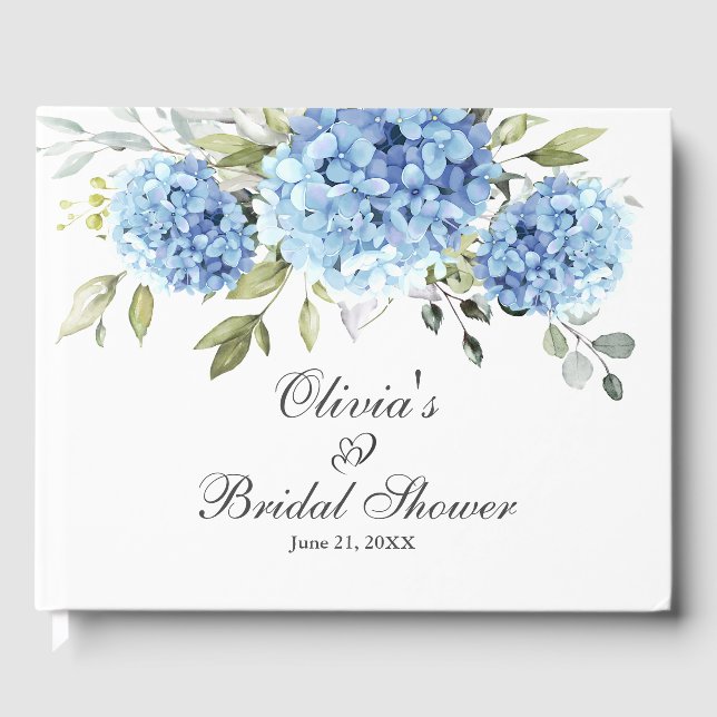 Livre D'or Elégante Fête des mariées Blue Hydrangea Eucalyptu (Recto)