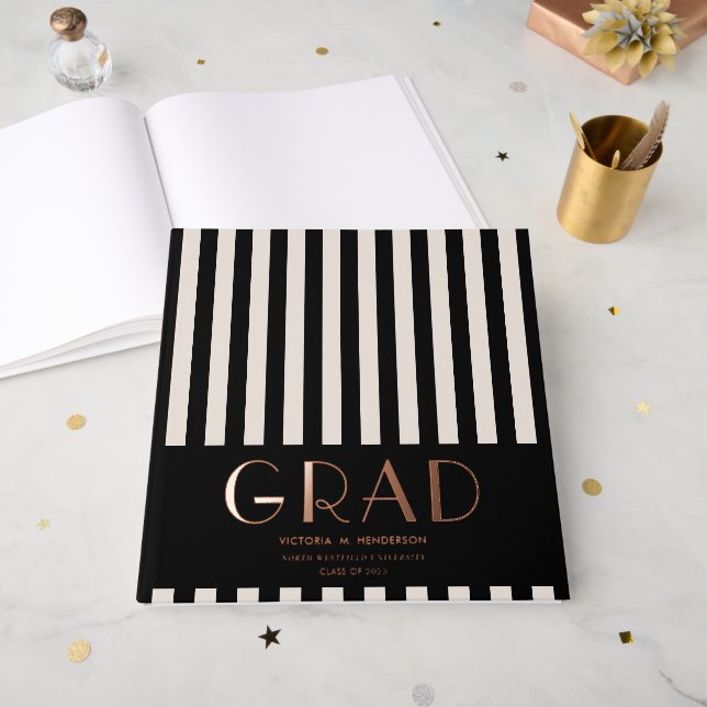 Livre D'or Élégante fête moderne de graduation Foil Guestbook (Recto ouvert)