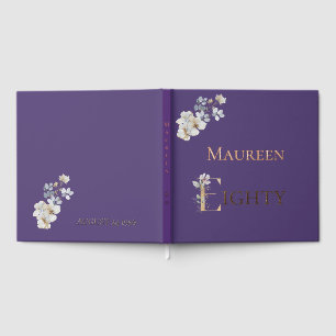 Livre D'or Élégante Fleur de Prunier à l'aquarelle pour 80e a