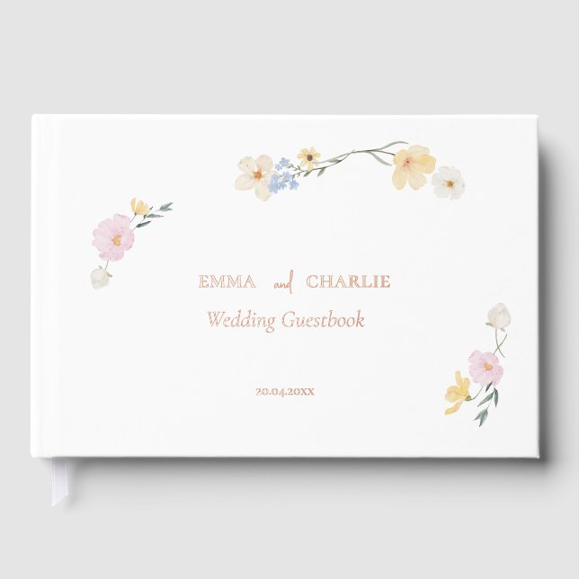 Livre D'or Élégante fleurs de boho Calligraphie Mariage (Recto)