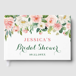 Livre D'or Élégante Fleurs Roses Bleues Fête des mariées Flor