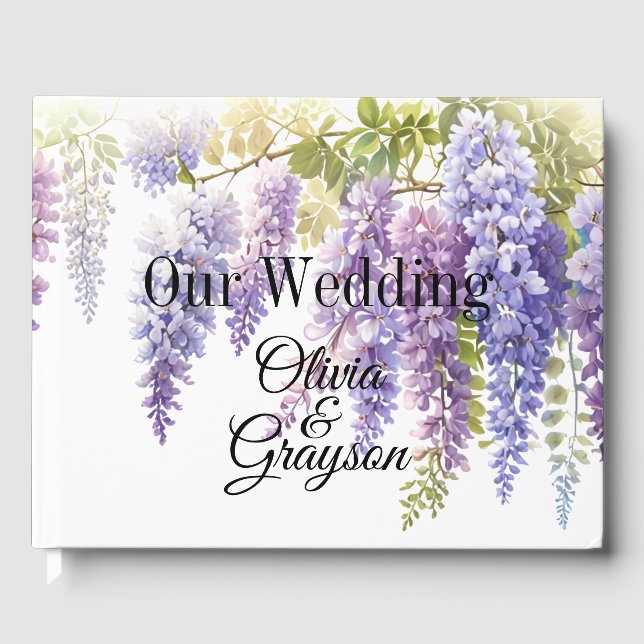 Livre D'or Elégante glycine d'aquarelle violette florale (Recto)