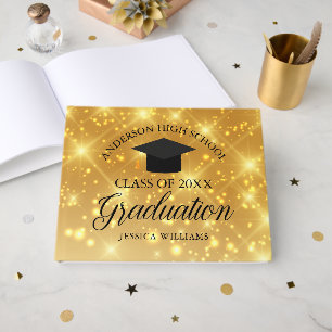 Livre D'or Élégante Gold Sparkle 2025 Graduation Custom Schoo