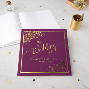 Livre D'or Élégante huile de calligraphie or sur Mariage Mage