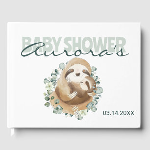 Livre D'or Elégante maman bébé Sloth Verdure Baby shower Gues