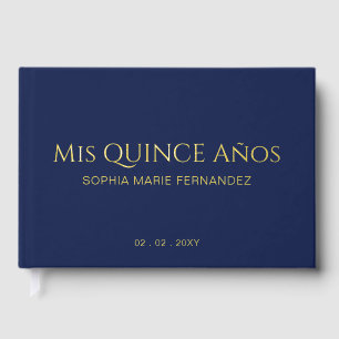 Livre D'or Elégante Marine moderne Gold Photo Quinceañera