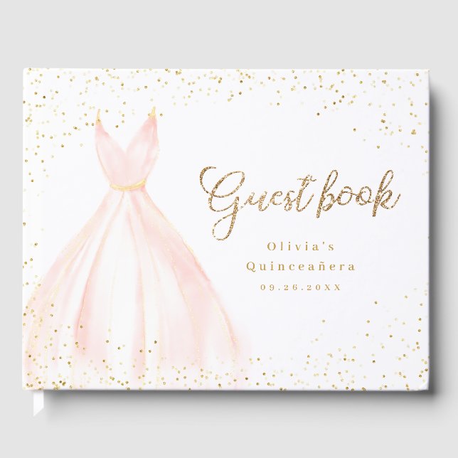 Livre D'or Elégante parties scintillant or et robe blush quin (Recto)