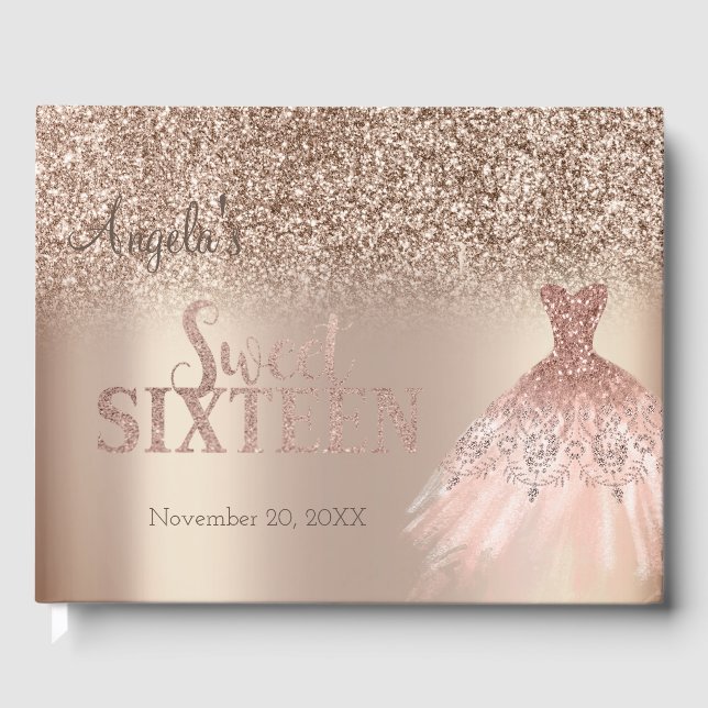 Livre D'or Elégante Parties scintillant Rose Gold Robe Bokeh  (Recto)