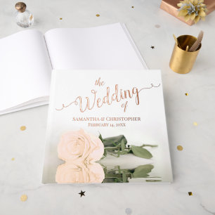 Livre D'or Elégante Pêche Lumière Orange Rose Large Mariage h