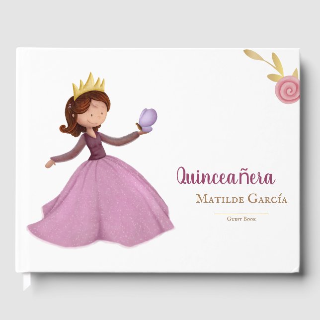 Livre D'or Élégante princesse quinceañera avec papillon (Recto)