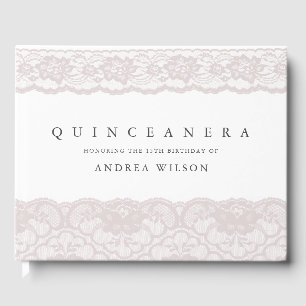 Livre D'or Elégante Quinceanera dentelle rose 15e anniversair
