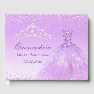 Livre D'or Élégante Quinceanera personnalisée violet clair