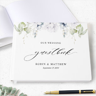 Livre D'or Elégante verdure et Mariage floral bleu blanc