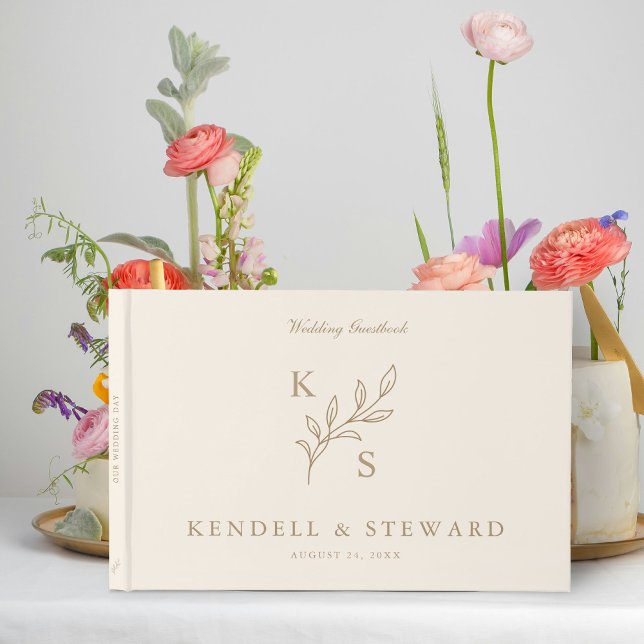Livre D'or Élégante verdure Floral Mariage Logo Monogramme (Créateur téléchargé)