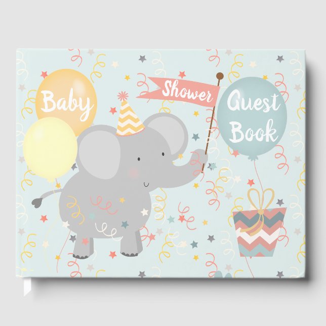 Livre D'or Eléphant Baby shower Giraffe Singe Confetti (Recto)