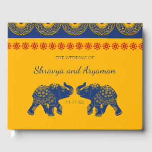 Livre D'or Éléphants sur le thème indien en mariage royal ble