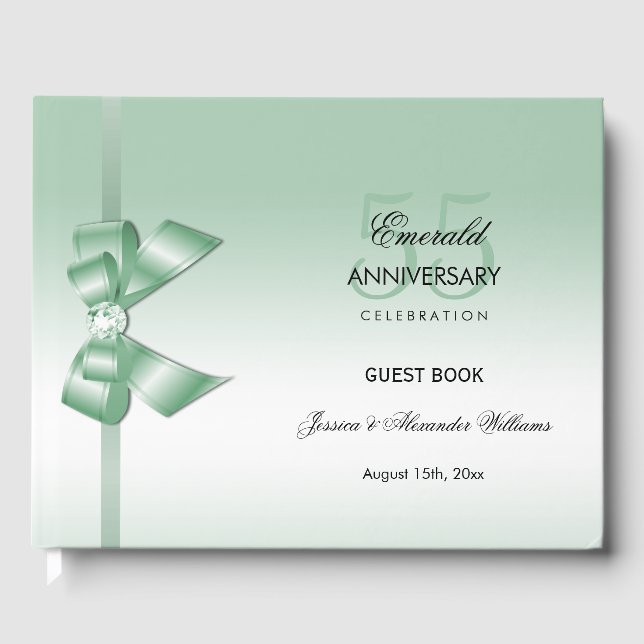 Livre D'or Emerald Gem Bow & Ribbon 55e anniversaire de Maria (Recto)