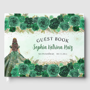 Livre D'or Emerald Green Floral Princess Quinceañera