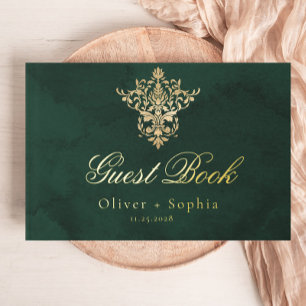 Livre D'or Emerald Green Gold Victorian Ornate Mariage