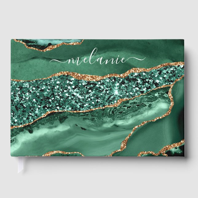 Livre D'or Emerald Green Parties scintillant Gold Nom personn (Recto)