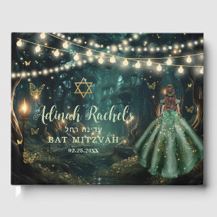 Livre D'or Émeraude de forêt enchantée Étoile verte Bat mitzv