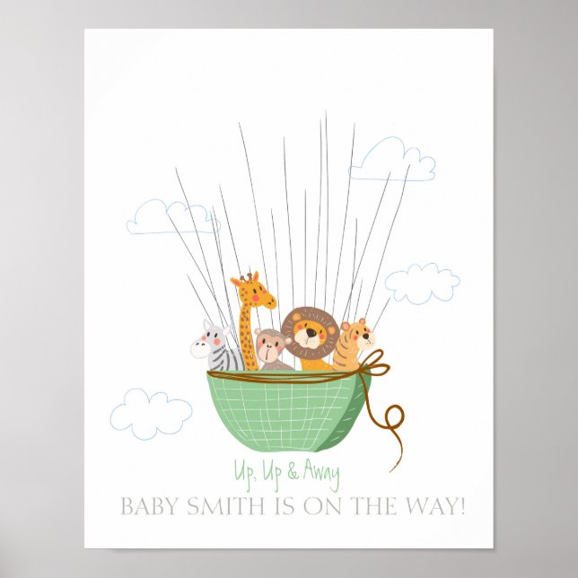 Livre d'or empreintes digitales Baby shower safari (Devant)