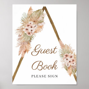 Livre d'or en herbe de Pampas et palme séchée Bohè