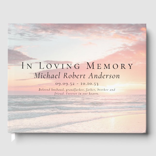Livre D'or En mémoire d'amour Sunset Ocean Memorial Funeral (Recto)