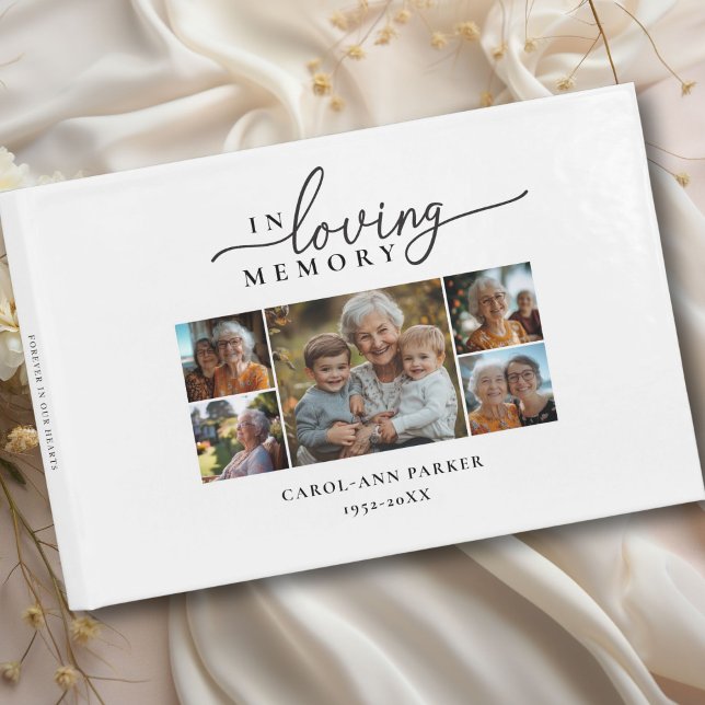 Livre D'or "En mémoire de l'amour" Photo Collage (Personalized "In Loving Memory" Photo Collage Funeral Memorial Guest Book)