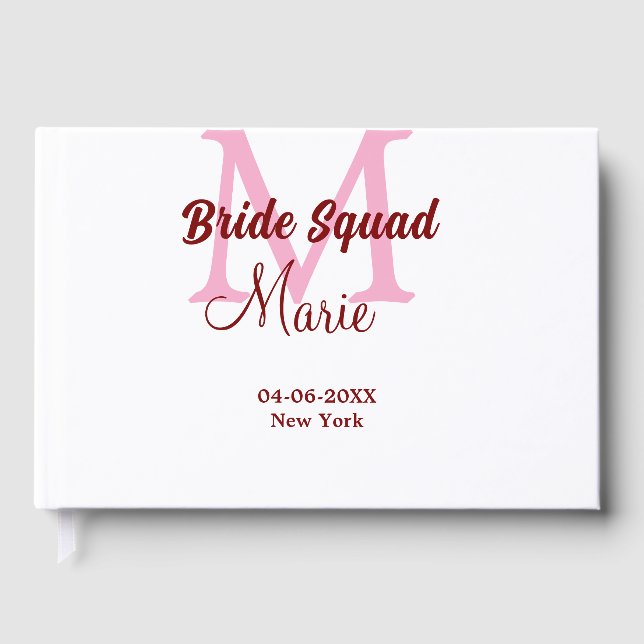 Livre D'or Equipe de mariée ajouter nom monogramme demoiselle (Recto)