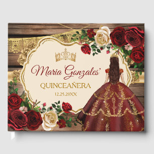 Livre D'or Espagnol Bourgogne Floral Russe Bois Mis Quince