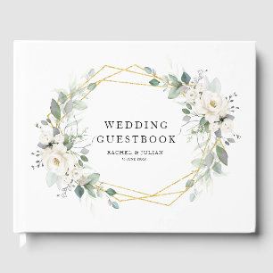 livre d'or et blanc fleuri mariage géométrique