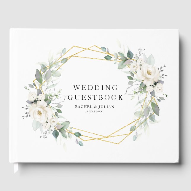 livre d'or et blanc fleuri mariage géométrique (Recto)