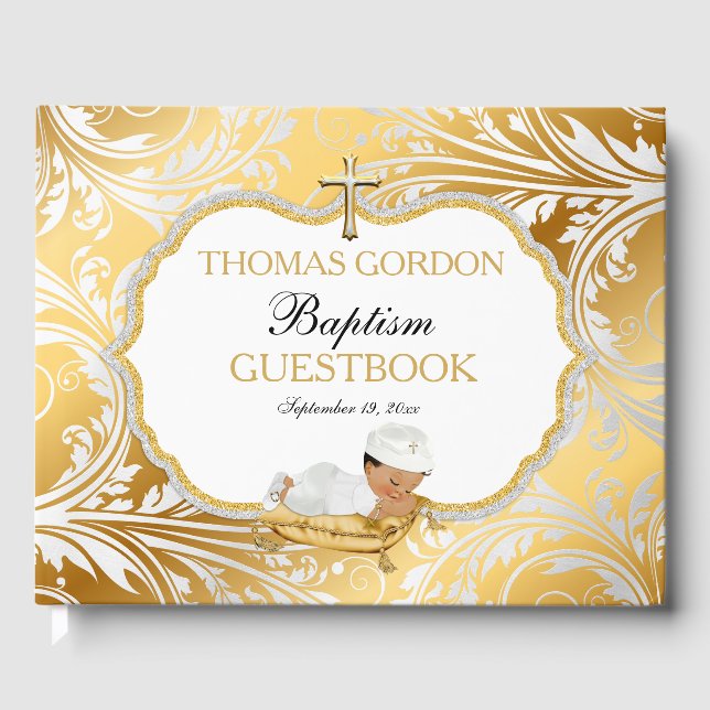Livre D'or Ethnic Baby Boy Baptism Gold Cross (Recto)
