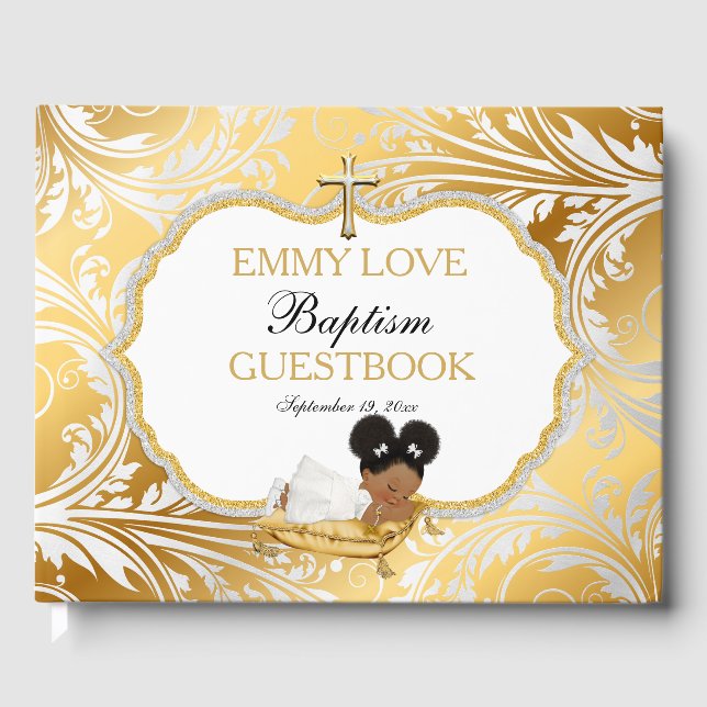 Livre D'or Ethnique Baby Girl Baptism Gold Cross (Recto)