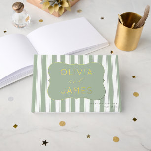 Livre D'or Étiquette élégante verte rayée