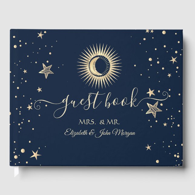 Livre D'or Étoiles Soleil Or Céleste Et Lune (Recto)