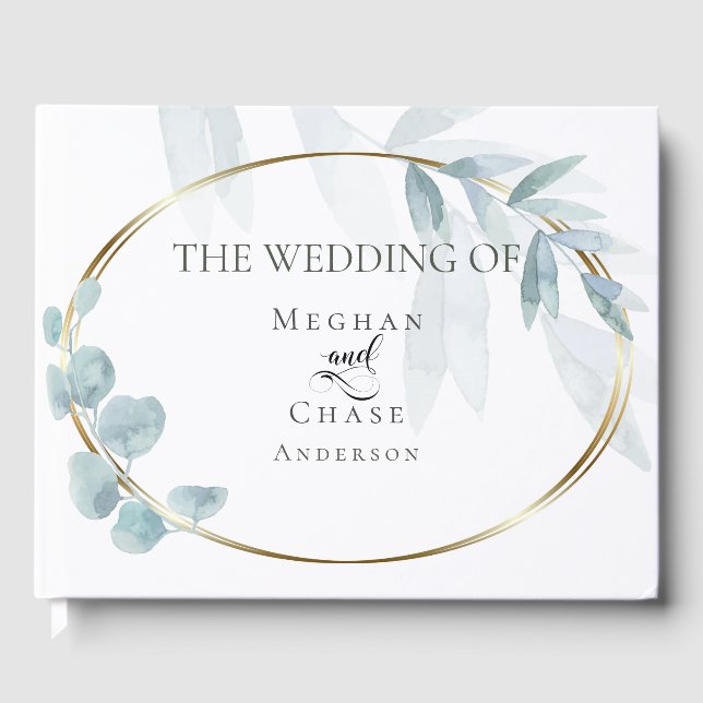 Livre d'or | Eucalyptus Aquarelle Bleu Poussiéreux (Recto)