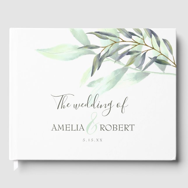 Livre D'or Eucalyptus Aquarelle Feuilles (Recto)