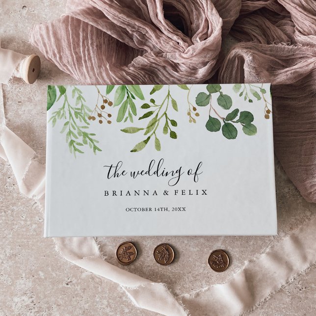 Livre D'or Eucalyptus Brown simple Mariage floral (Créateur téléchargé)