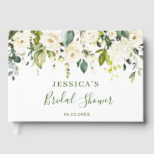 Livre D'or Eucalyptus Élégant Roses Blanches Baby Shower