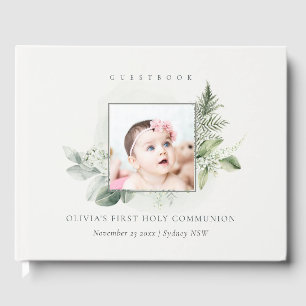 Livre D'or Eucalyptus Fern Foliage Photo Première Communion S