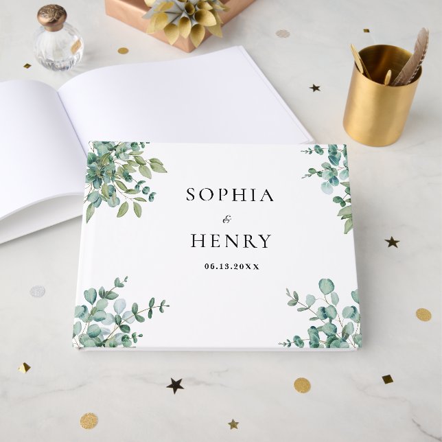 Livre D'or eucalyptus greenery wedding (Recto ouvert)